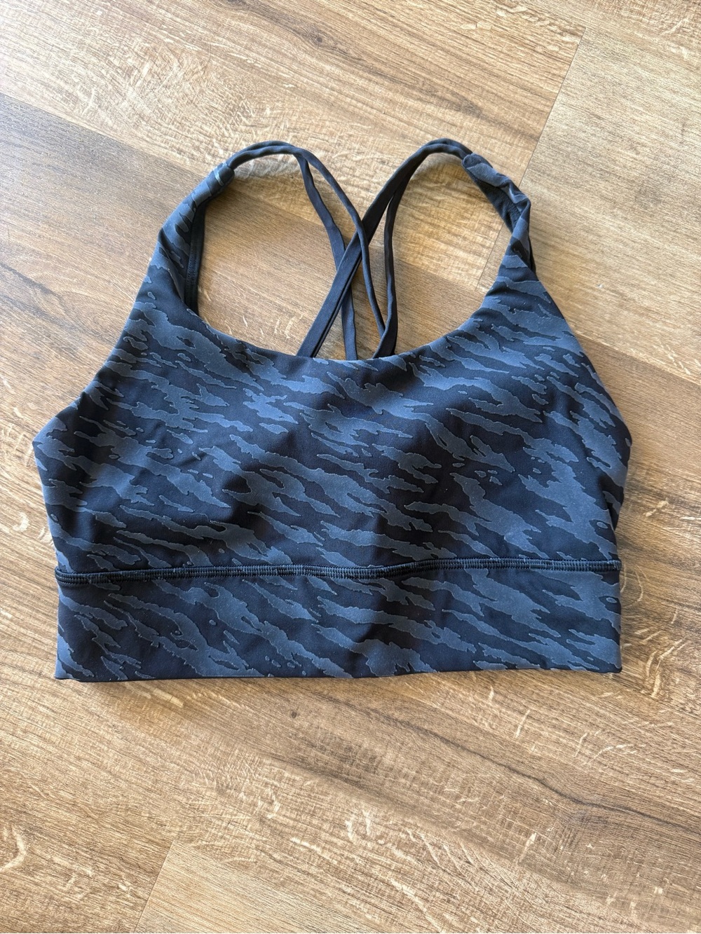 Lululemon Black Camo Strappy Sports Bra